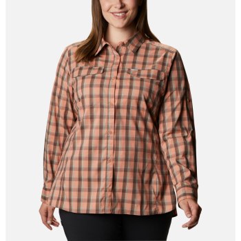 Columbia Silver Ridge Lite Plaid Long Sleeve Plus Size, Camisa Rosas Para Mujer | 058426-VIO